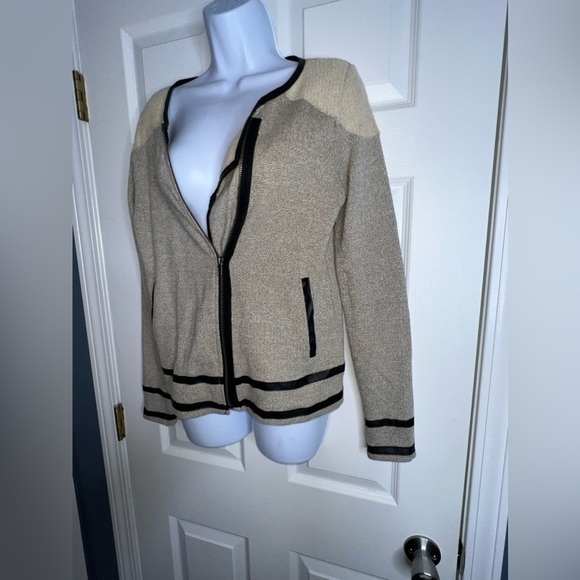 Jack Women’s Small Cream Gray Black Lightweight Full Zip Cotton Blazer Jacket S - Picture 16 of 16